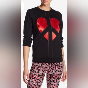 Love Moschino Satin Heart Logo Sweatshirt-Size 4 Women